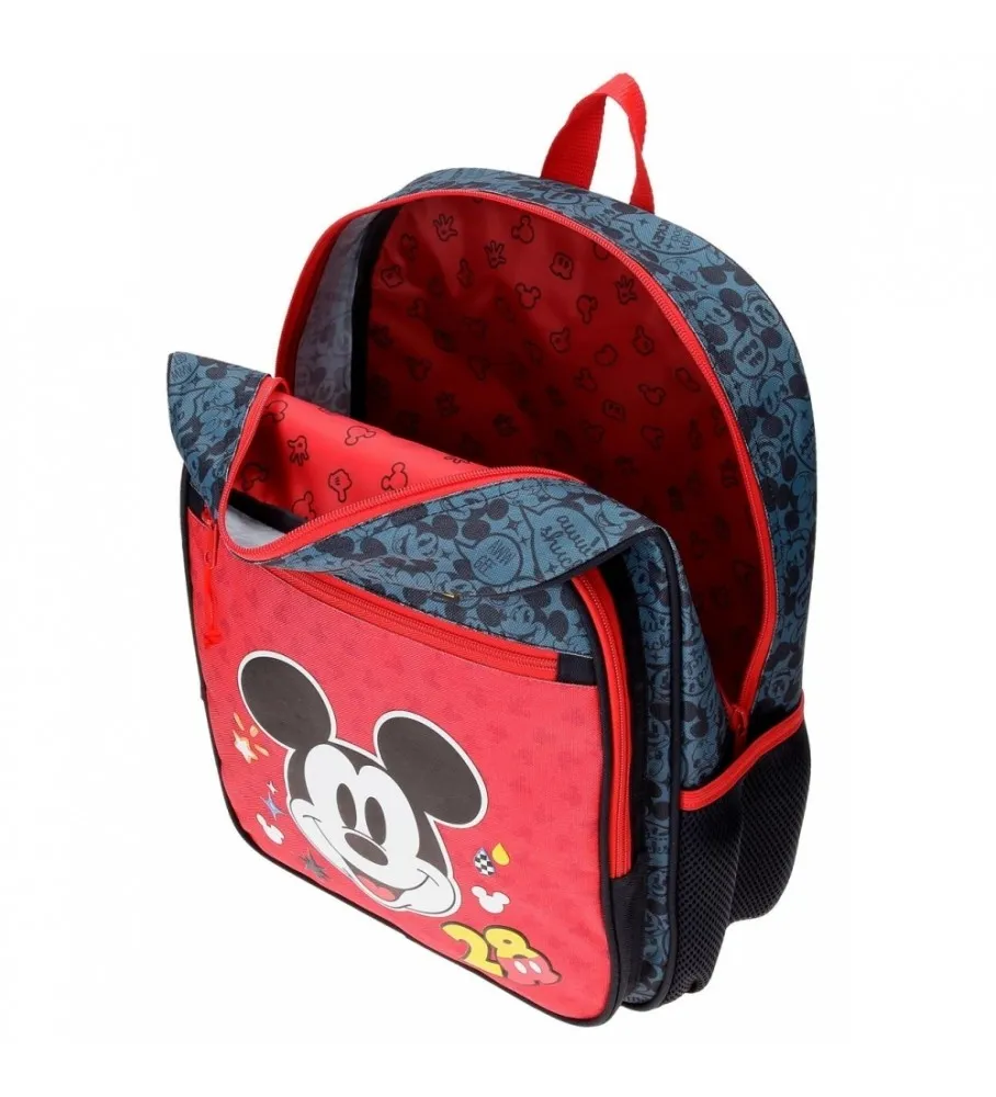 MOCHILA ESCOLAR MICKEY GET MOVING 38CM ADAPTABLE ROJO, AZUL 30X38X12CM