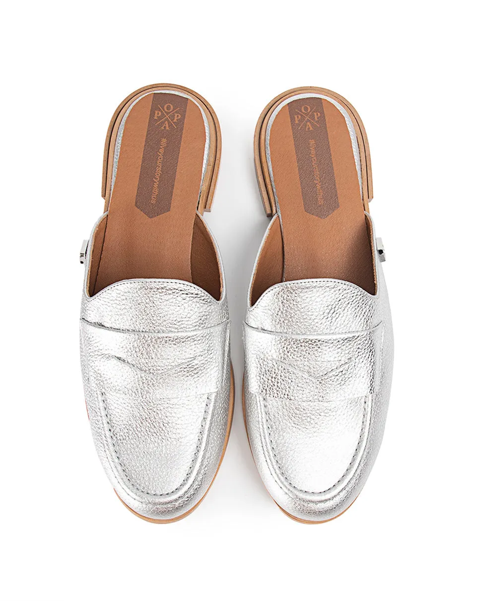 Mule Arcade Laminado Plata