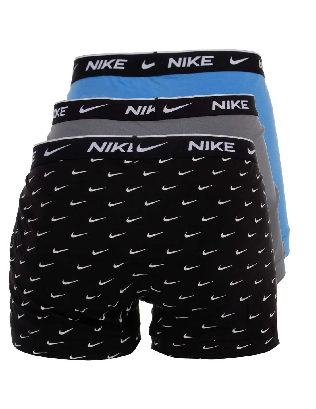 NIKE  PACK 3 TRUNK SWOOSH PRINT NEGRO, GRIS Y AZUL HOMBRE