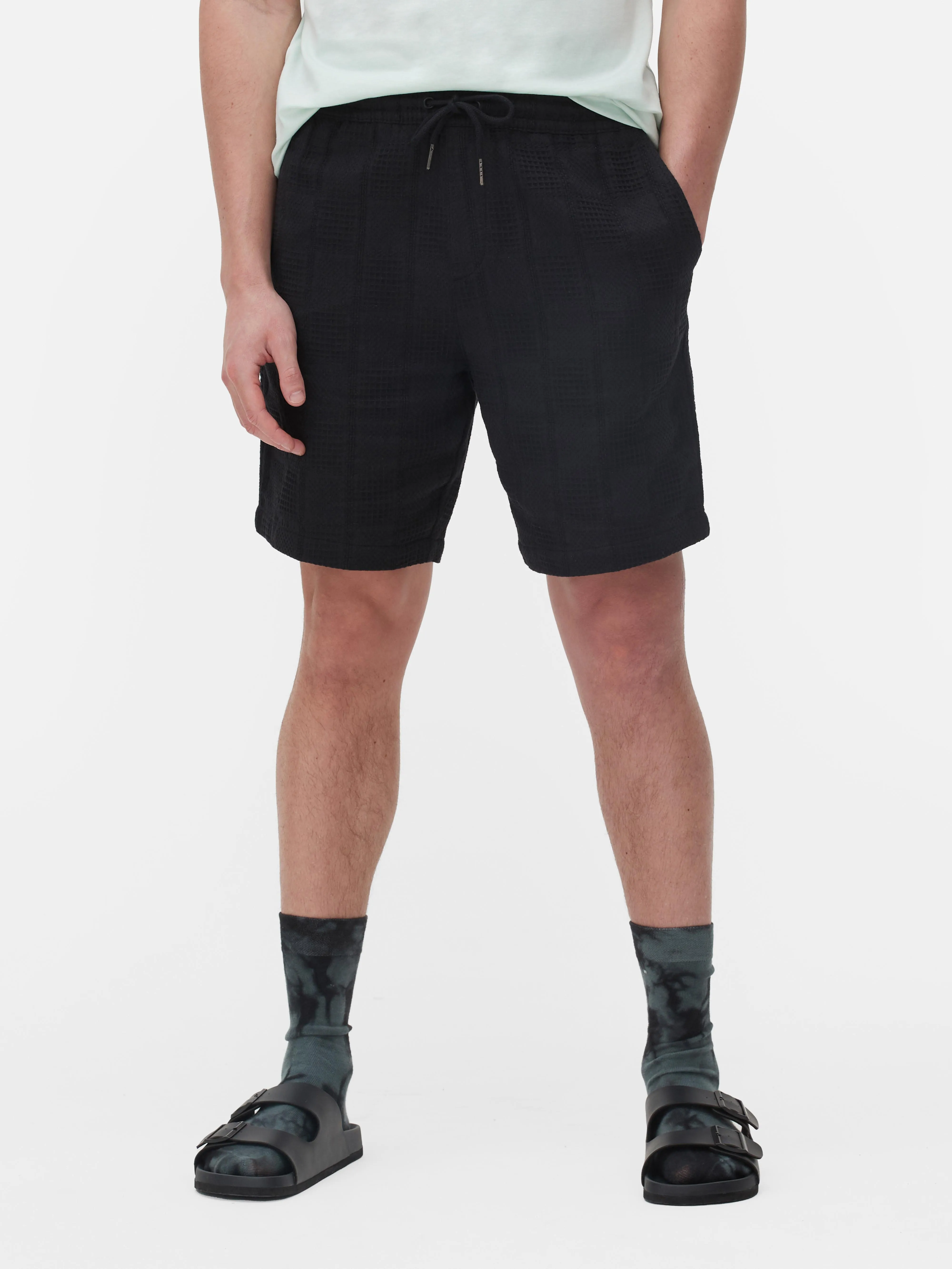 Pantalones cortos chinos con cordón de ajuste texturizado