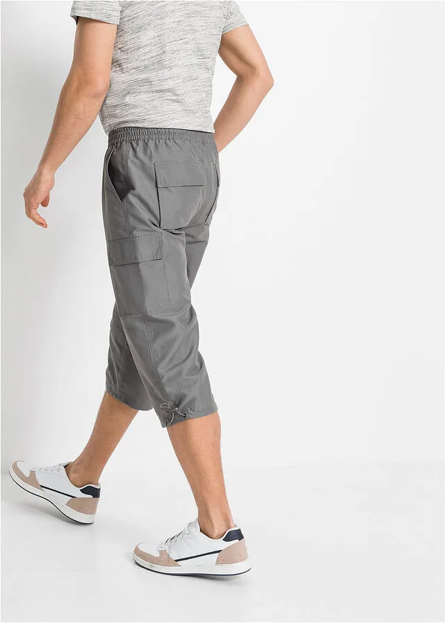 Pantalón capri de microfibra con corte cómodo Gris ahumado
