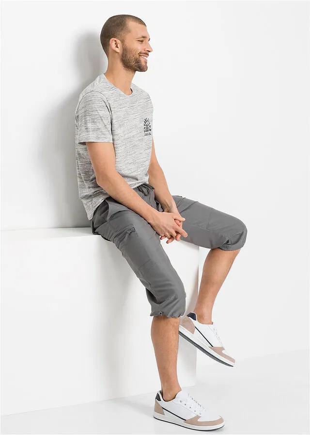 Pantalón capri de microfibra con corte cómodo Gris ahumado