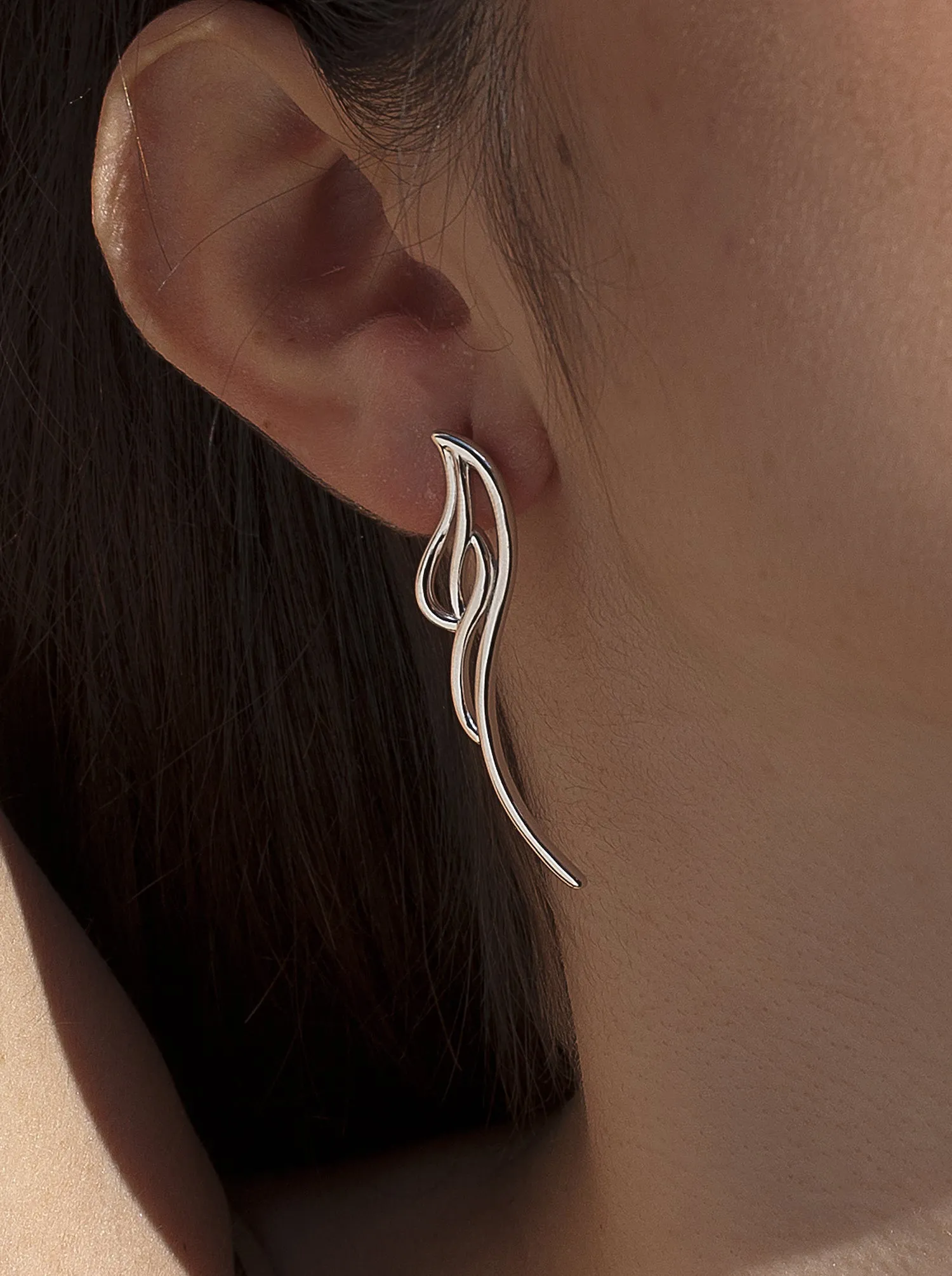 Pendientes originales de plata diseo irregular en plata lisa