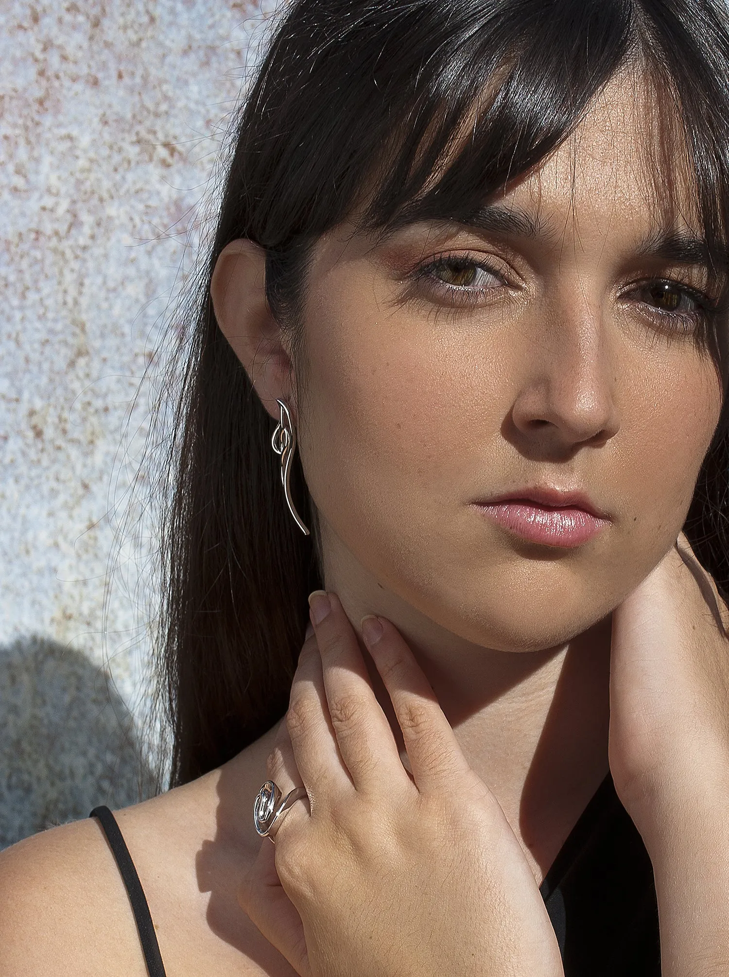 Pendientes originales de plata diseo irregular en plata lisa