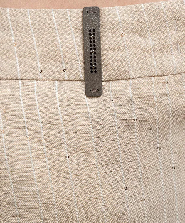 Peserico Beige striped linen pants