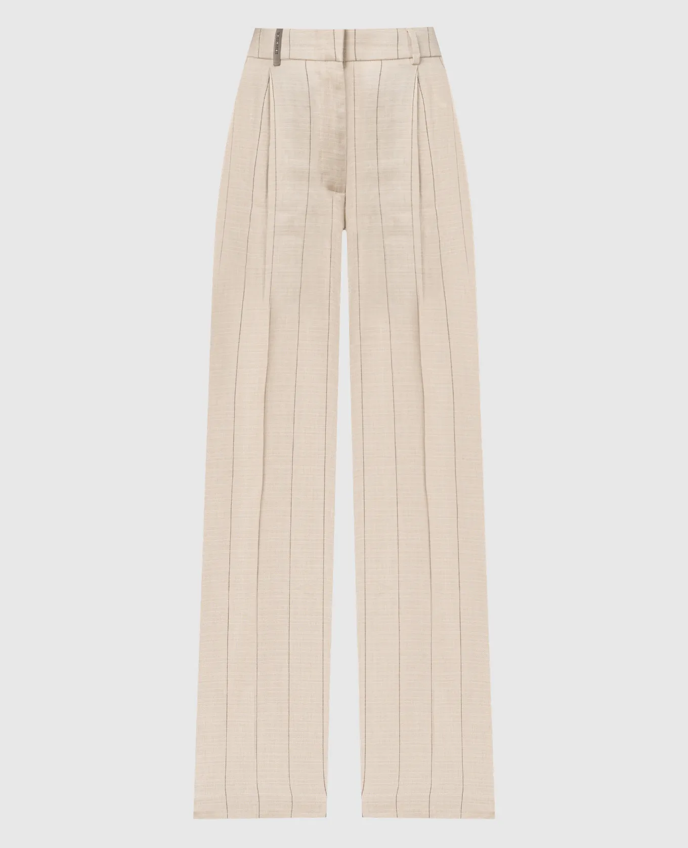 Peserico Beige striped pants with linen
