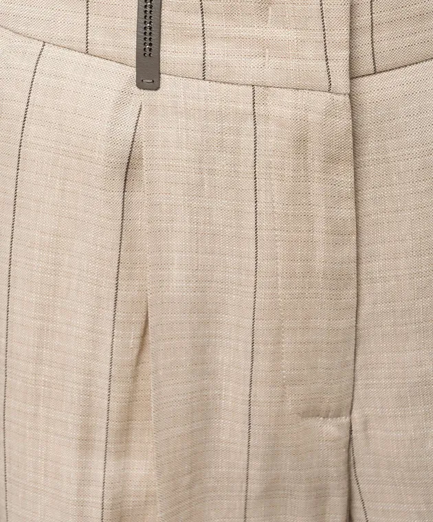 Peserico Beige striped pants with linen