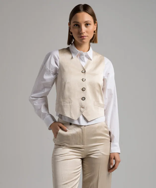 Peserico Beige vest with linen