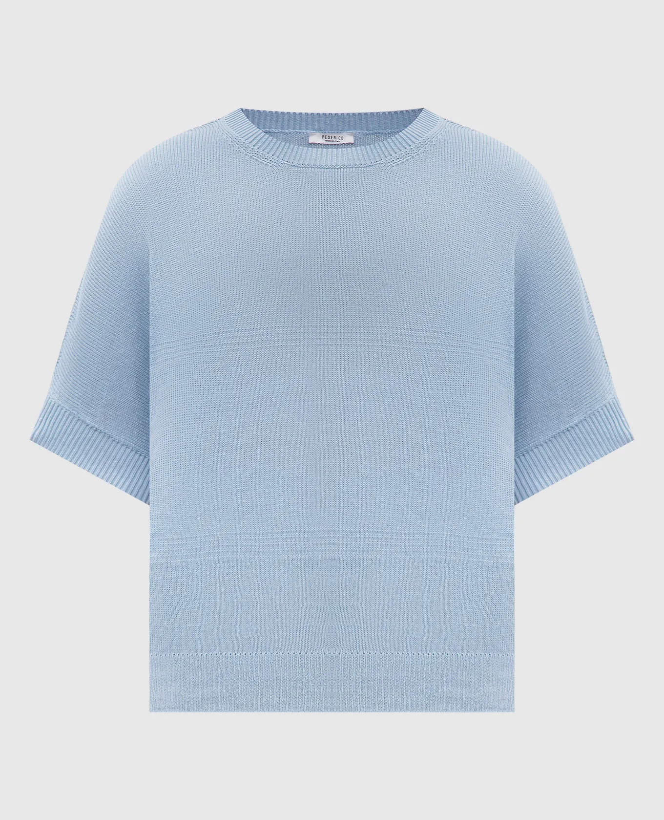 Peserico Blue linen top with monil chain