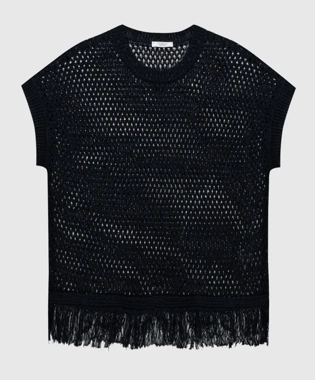 Peserico Blue openwork vest with linen