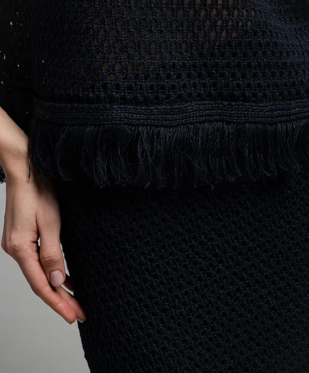 Peserico Blue openwork vest with linen