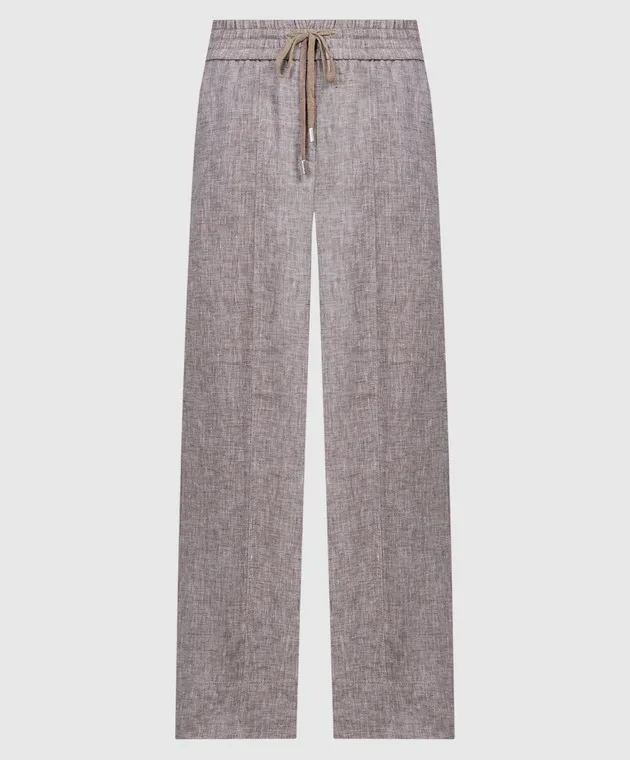 Peserico Brown linen flared pants