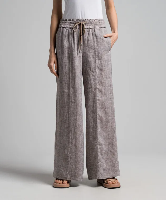 Peserico Brown linen flared pants