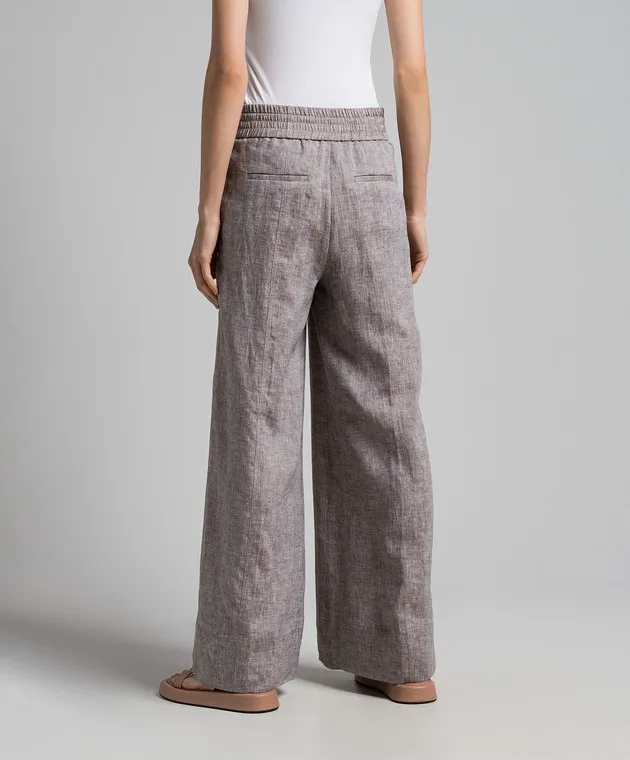 Peserico Brown linen flared pants