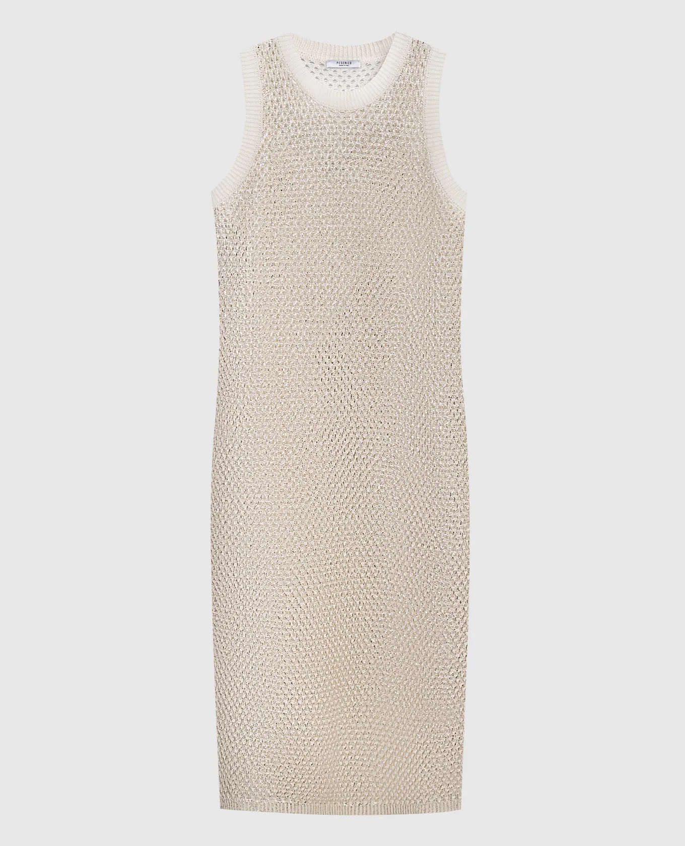 Peserico Golden openwork dress with linen