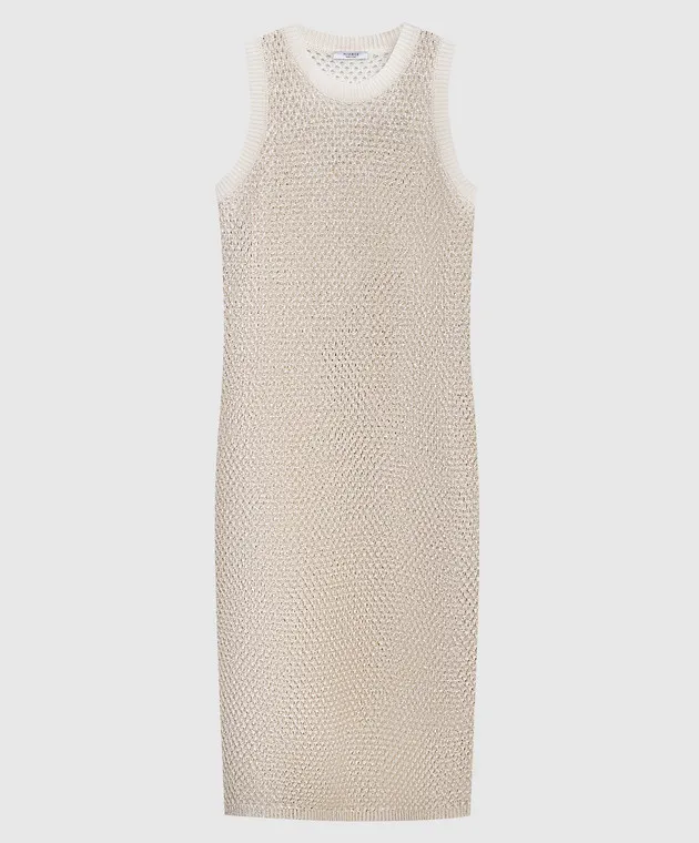 Peserico Golden openwork dress with linen