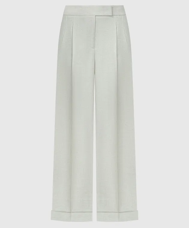 Peserico Green linen pants with lapels