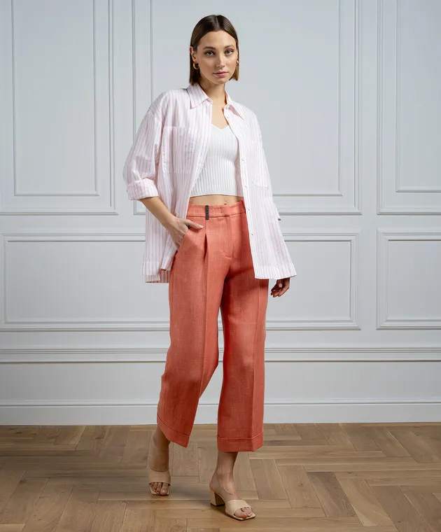 Peserico Orange pants with linen