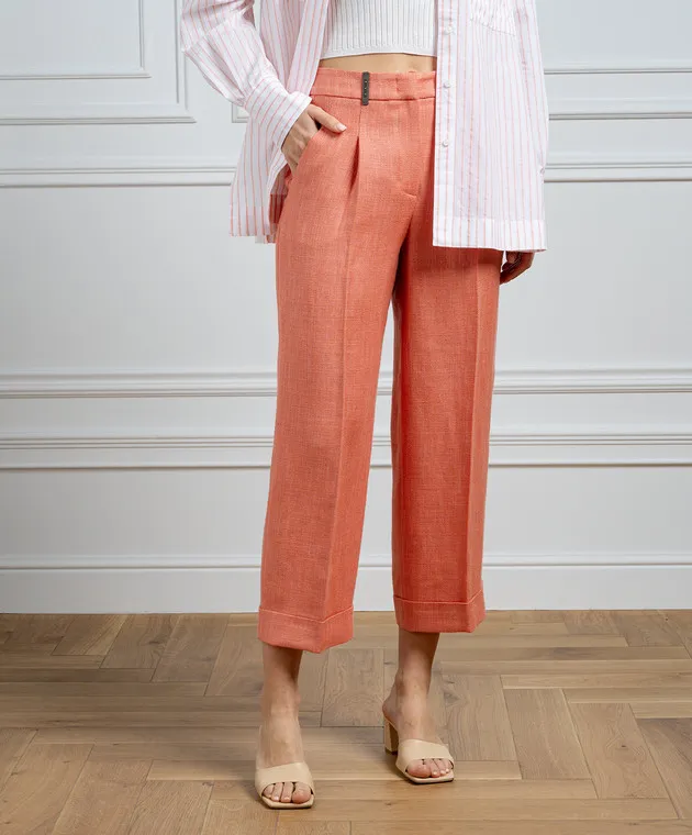 Peserico Orange pants with linen