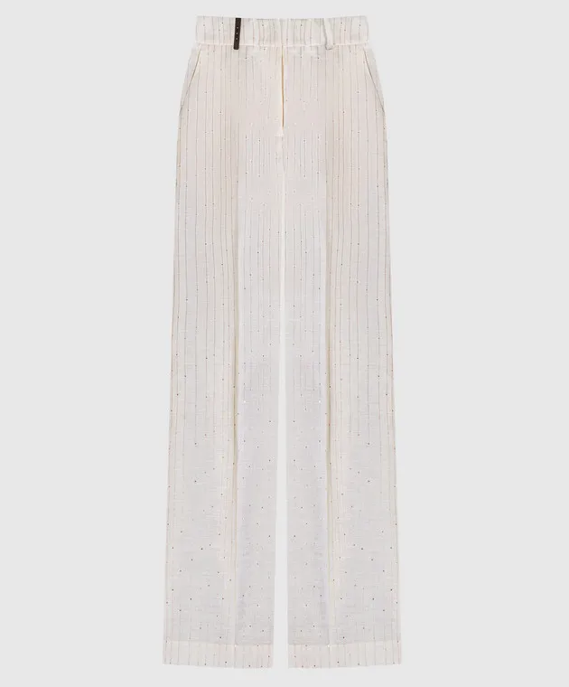 Peserico White striped linen pants