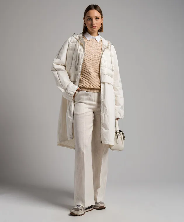 Peserico White striped linen pants