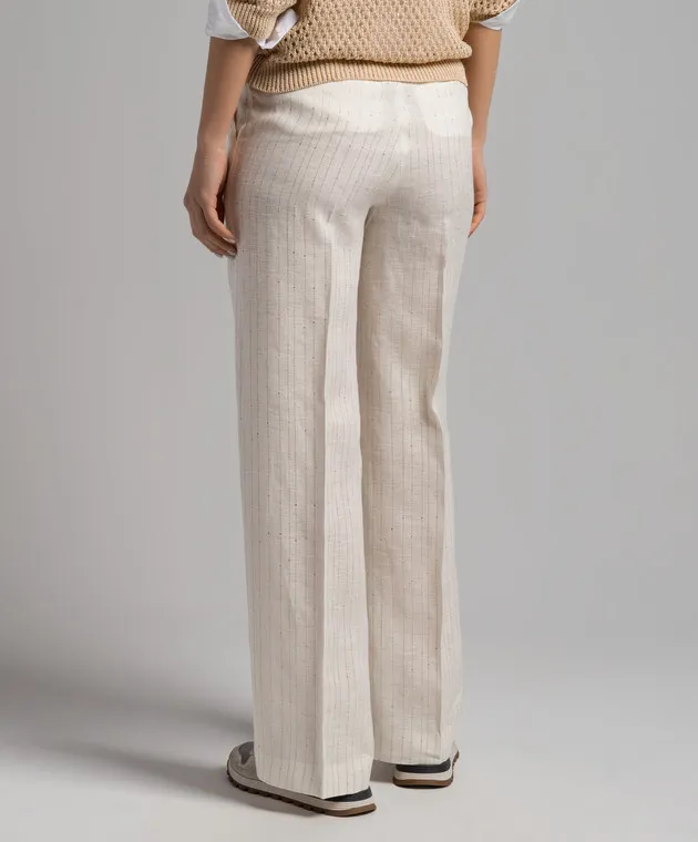 Peserico White striped linen pants