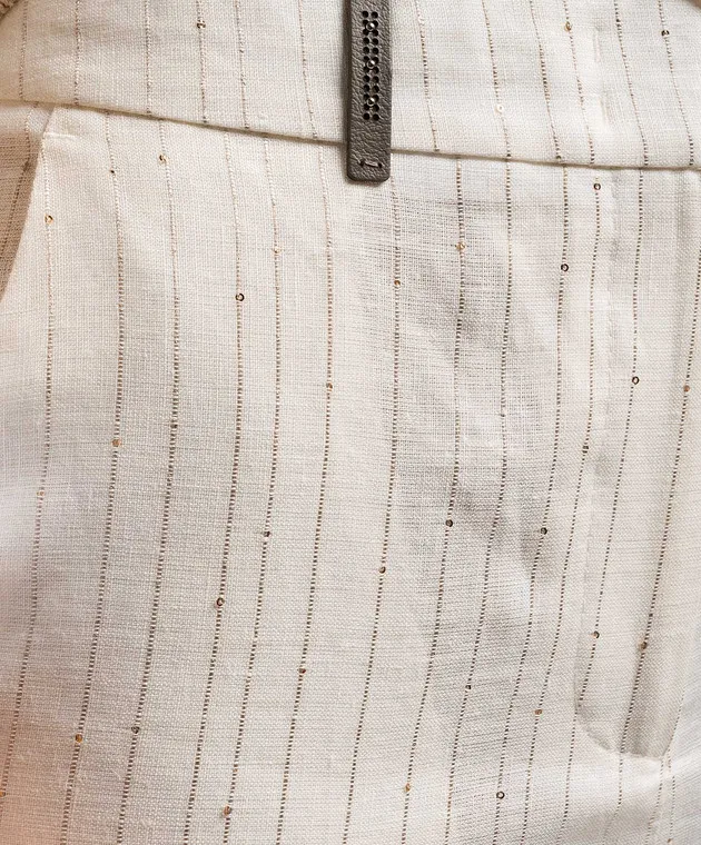 Peserico White striped linen pants