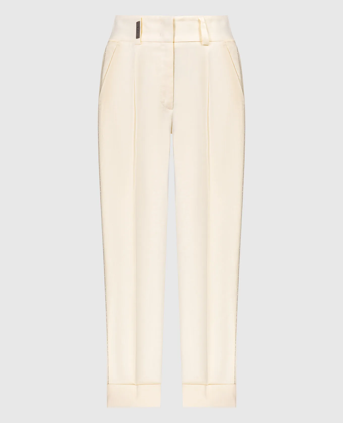 Peserico Yellow linen pants with monil chain
