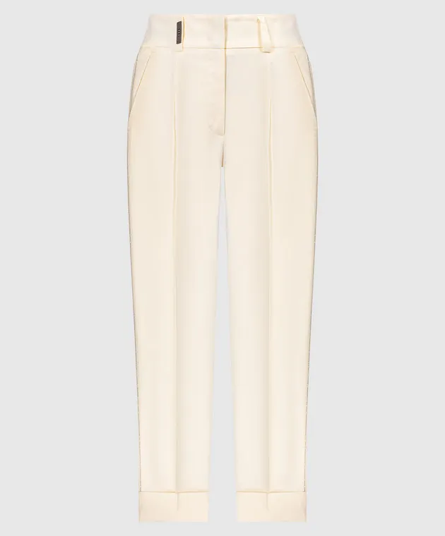 Peserico Yellow linen pants with monil chain