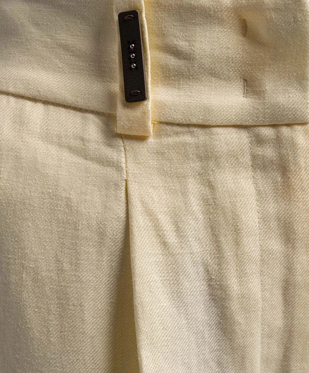 Peserico Yellow linen pants with monil chain