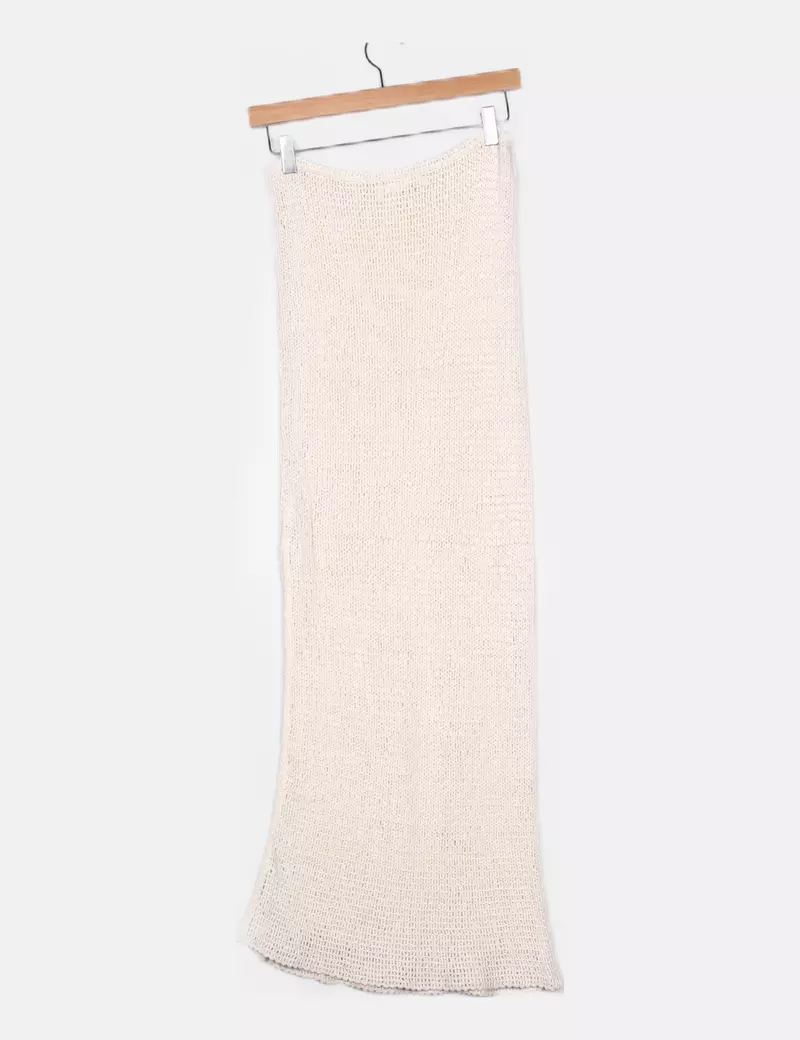 Pull&Bear Falda crochet beige