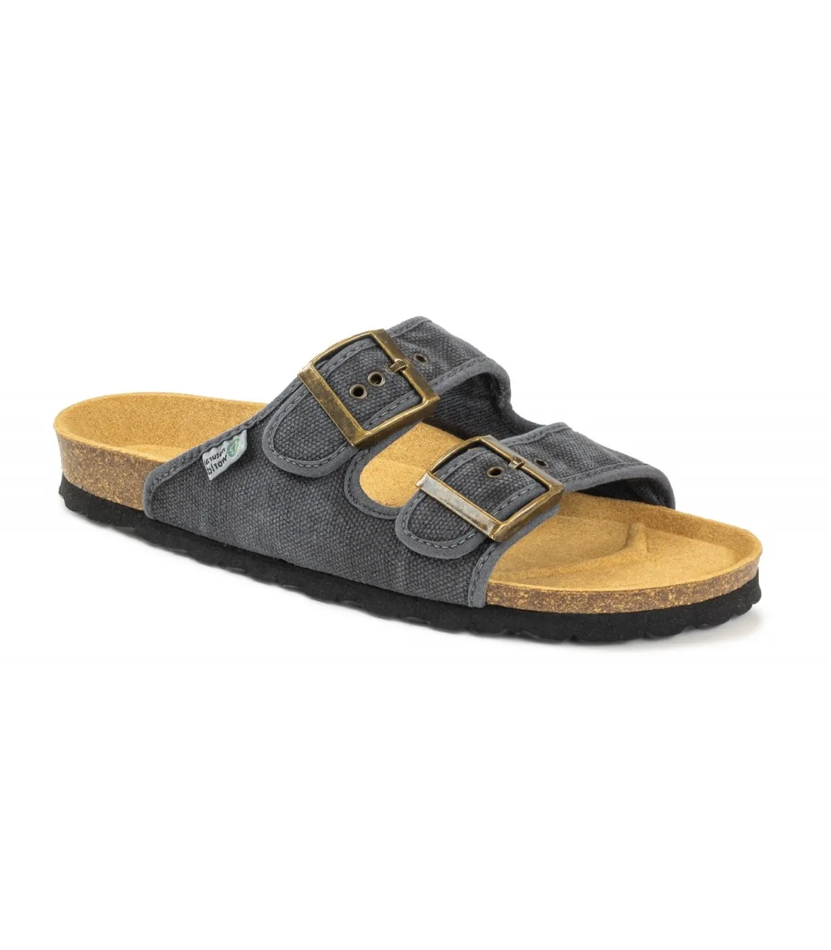 Sandalia dos hebillas hombre negro lona
