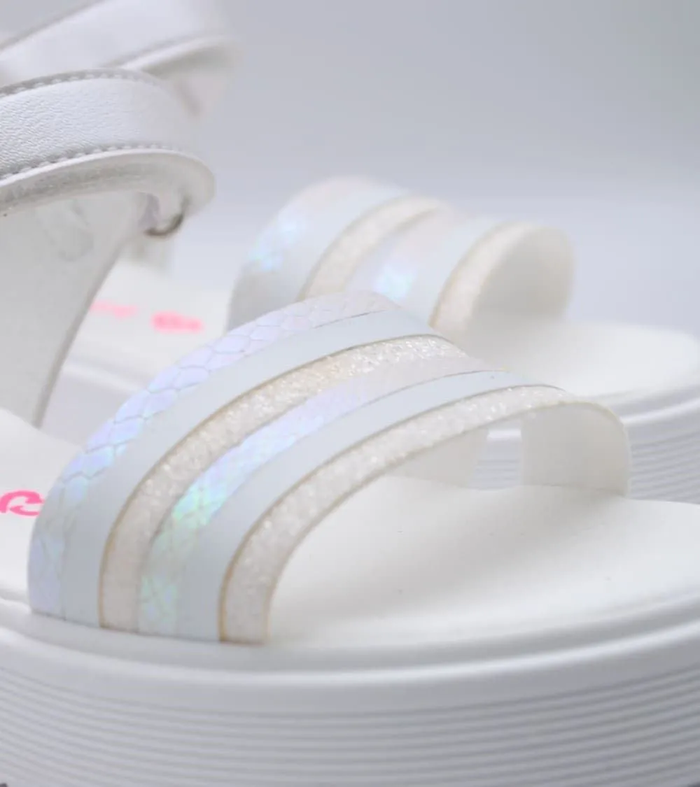 SANDALIA PLATAFORMA PABLOSKY VELCRO PALA TIRAS GLITTER BLANCO