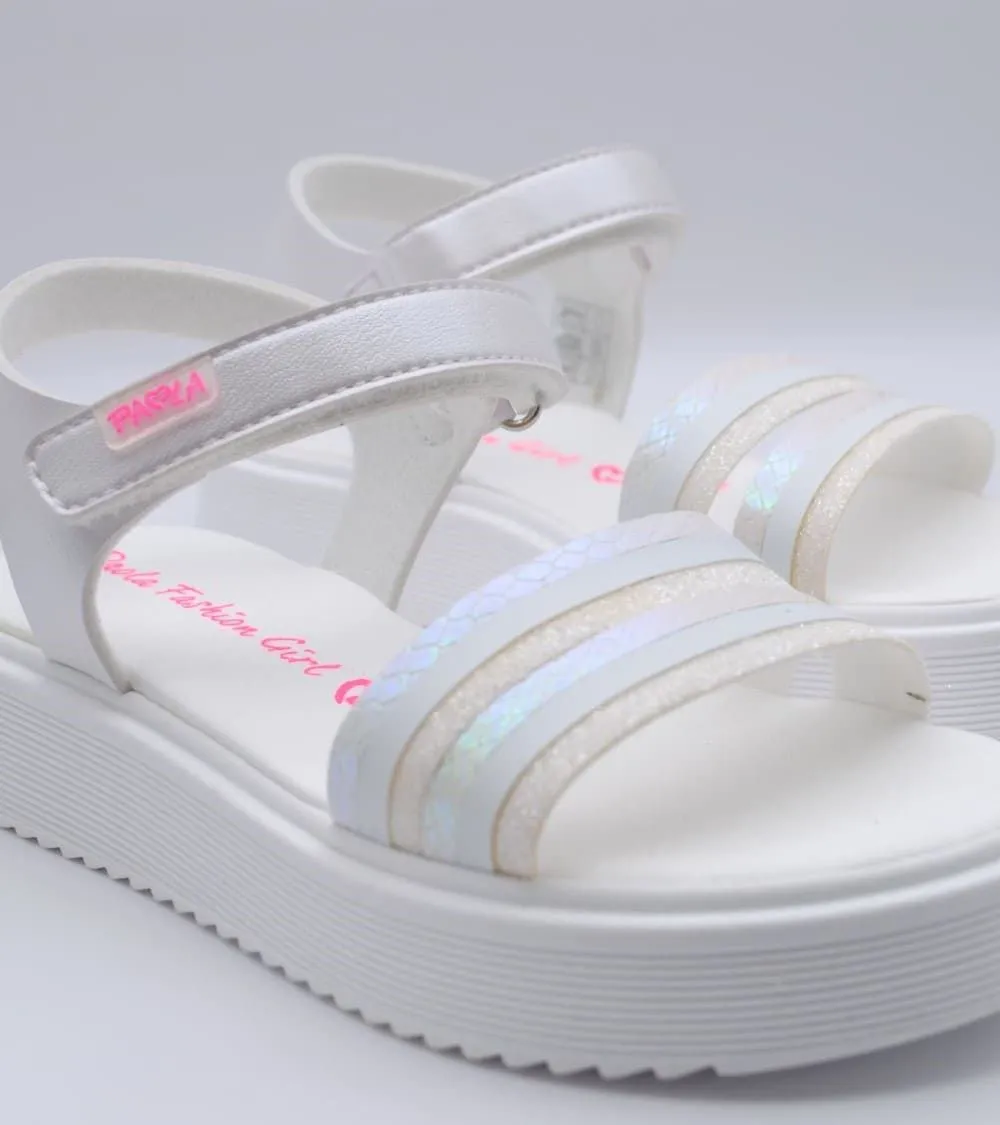 SANDALIA PLATAFORMA PABLOSKY VELCRO PALA TIRAS GLITTER BLANCO