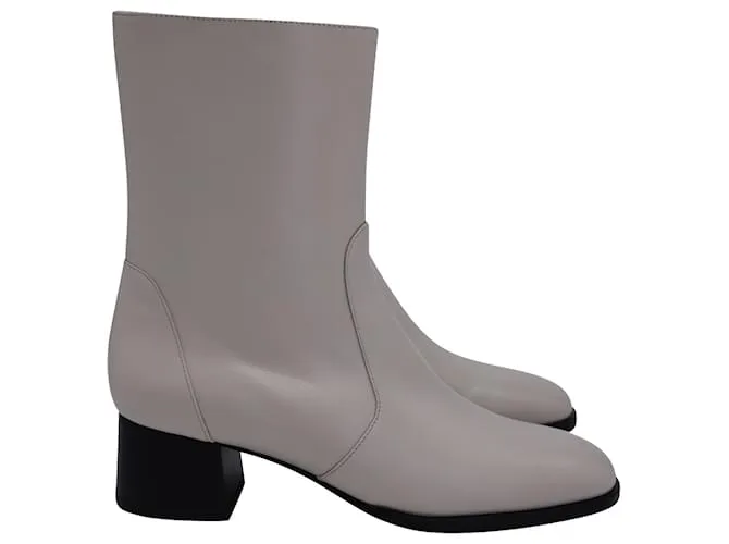 Stuart Weitzman Botines con cremallera Nola en cuero color crema Blanco Crudo 