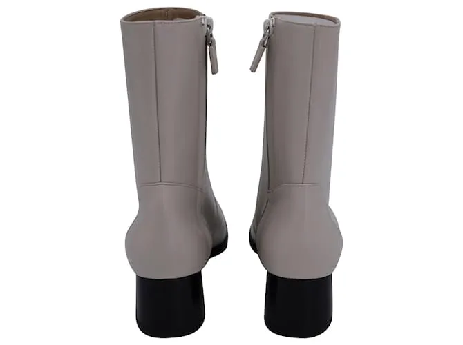 Stuart Weitzman Botines con cremallera Nola en cuero color crema Blanco Crudo 