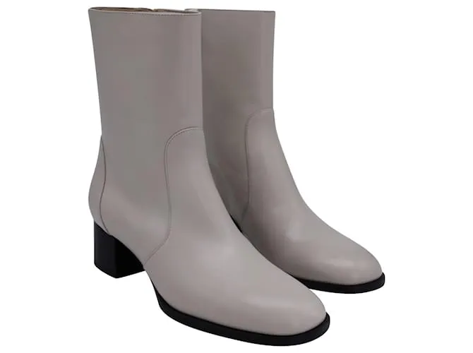 Stuart Weitzman Botines con cremallera Nola en cuero color crema Blanco Crudo 