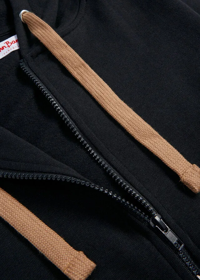 Sudadera larga con cremallera Negro