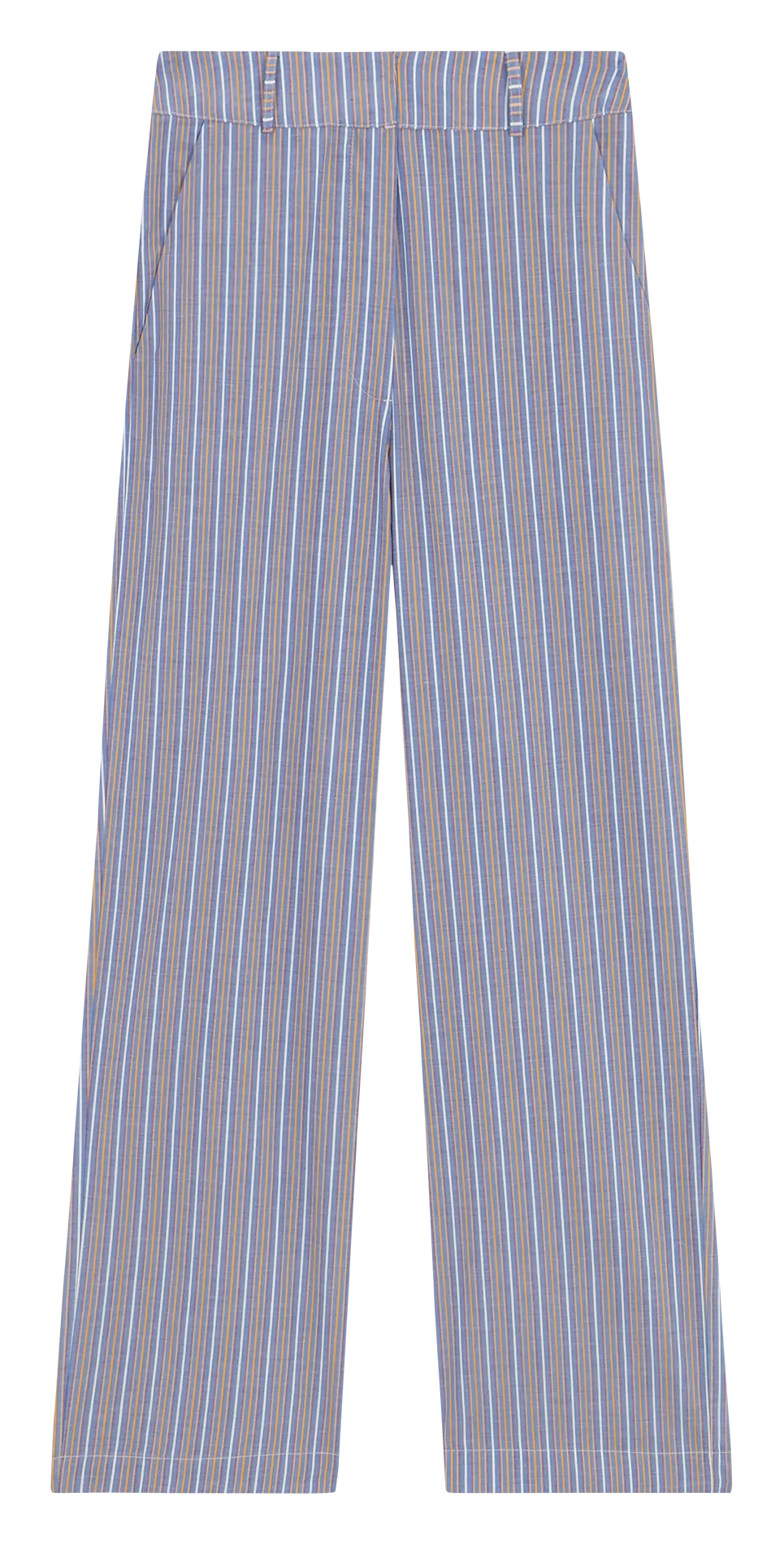 THE LABEL EDITION SIENA  PANTALóN SASTRE RECTO DE ALGODóN A RAYAS EN AZUL