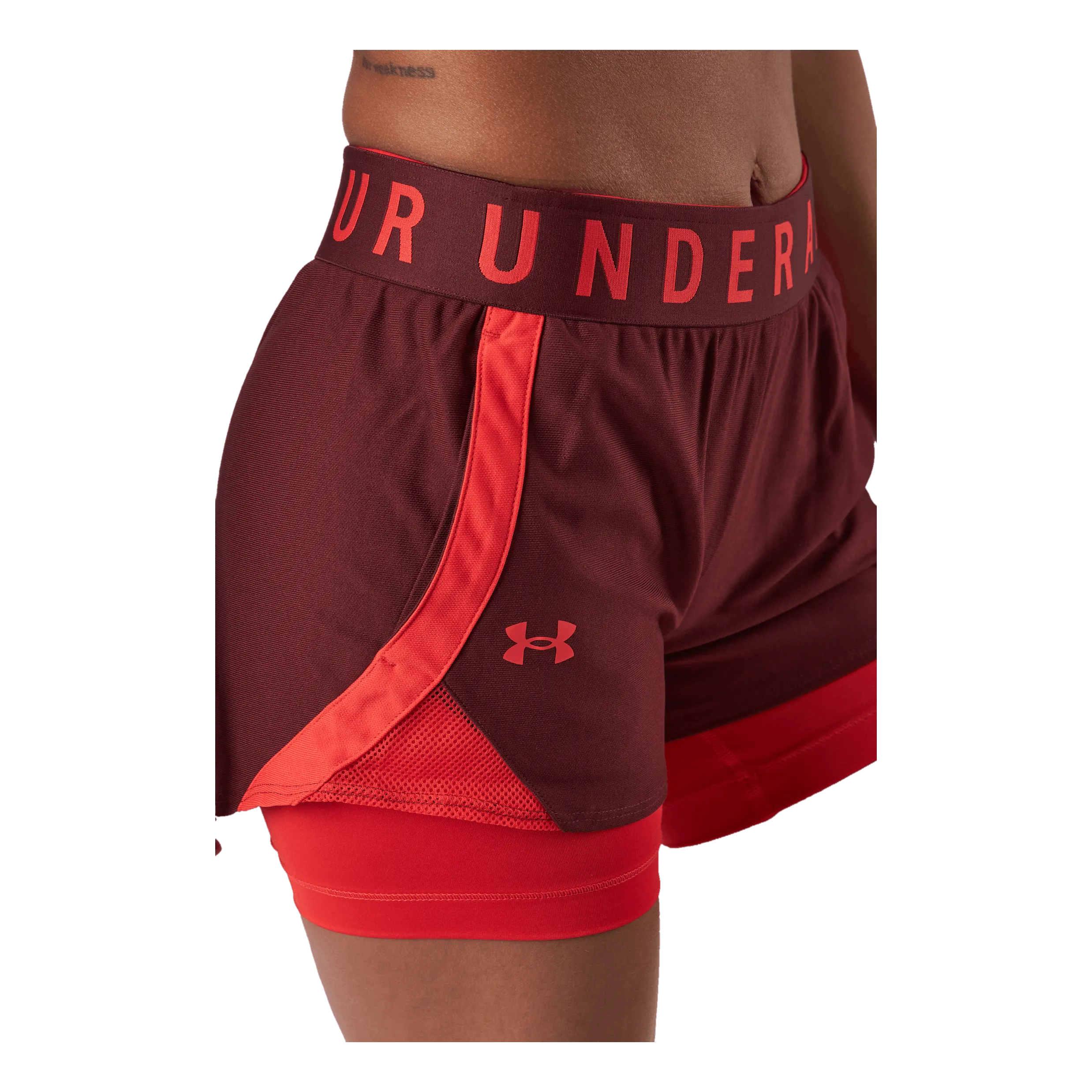 UNDER ARMOUR PLAY UP 2IN1 SHORTS CHESTNUT RED