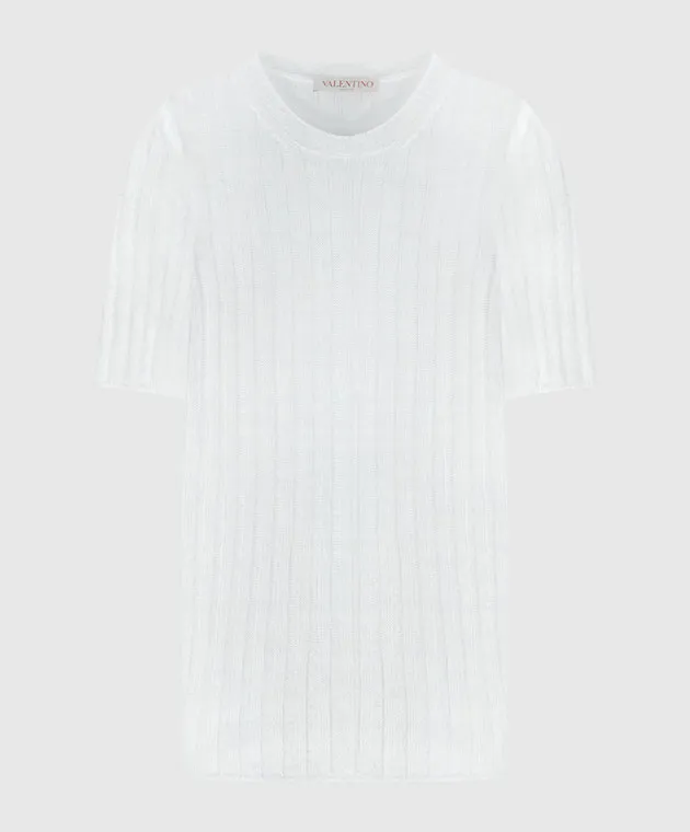 VALENTINO WHITE TSHIRT WITH A SCAR MADE OF LINEN