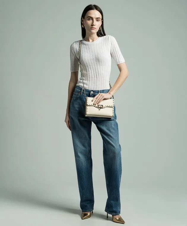 VALENTINO WHITE TSHIRT WITH A SCAR MADE OF LINEN