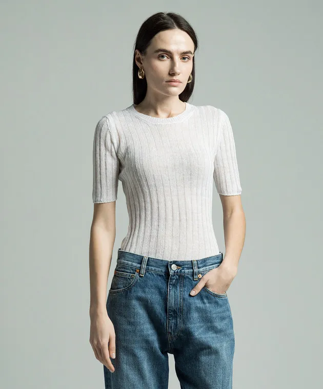 VALENTINO WHITE TSHIRT WITH A SCAR MADE OF LINEN