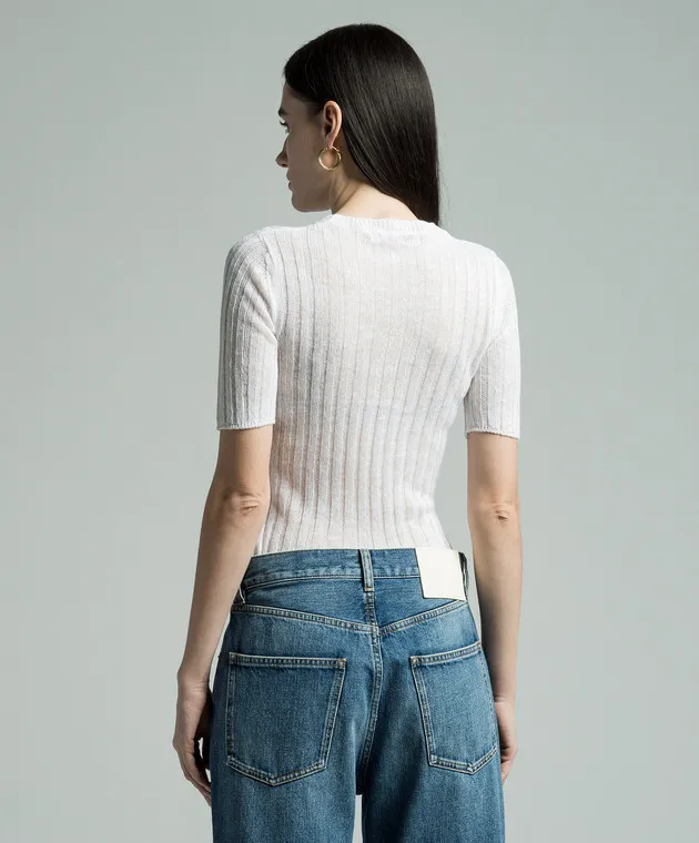 VALENTINO WHITE TSHIRT WITH A SCAR MADE OF LINEN