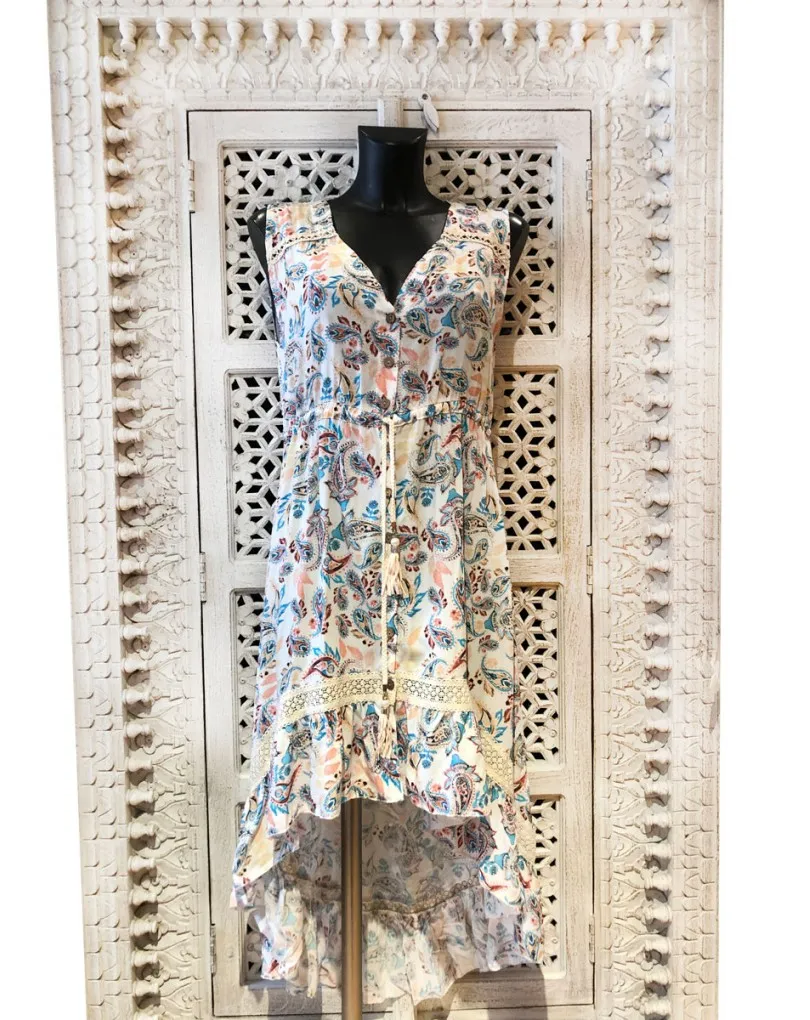 VESTIDOS LARGOS DE VERANO CON CORTE IREGULAR DELANTERO