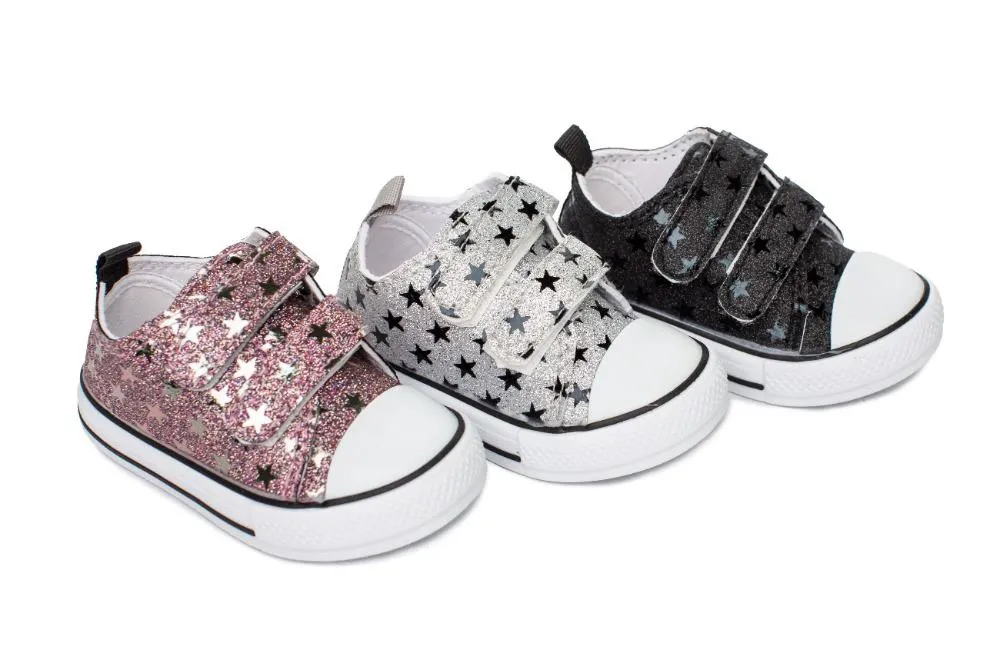 Zapatilla Lona Niña Velcro Rosa Modelo Estrella