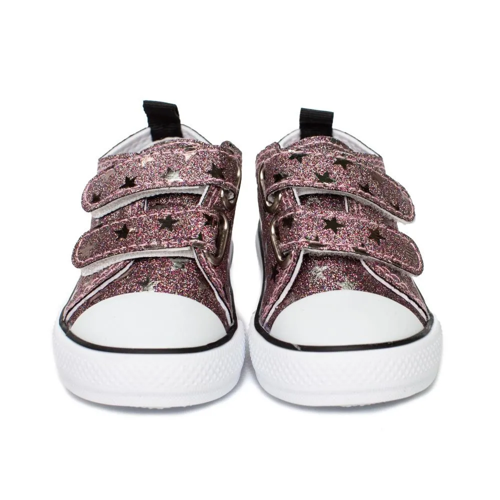 Zapatilla Lona Niña Velcro Rosa Modelo Estrella