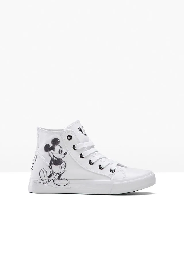 ZAPATILLAS DE CAñA ALTA DE DISNEY MICKEY MOUSE BLANCONEGRO