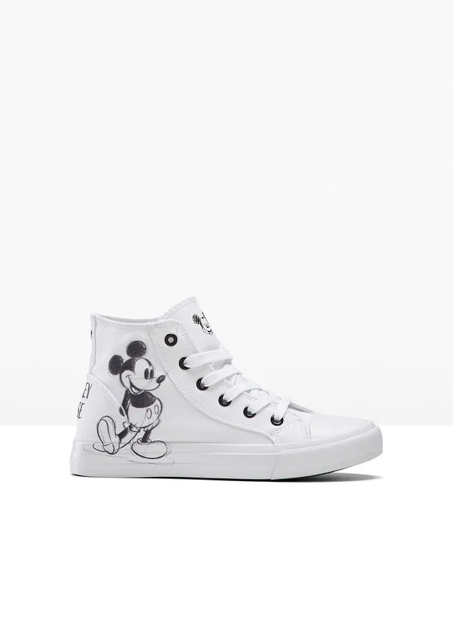ZAPATILLAS DE CAñA ALTA DE DISNEY MICKEY MOUSE BLANCONEGRO