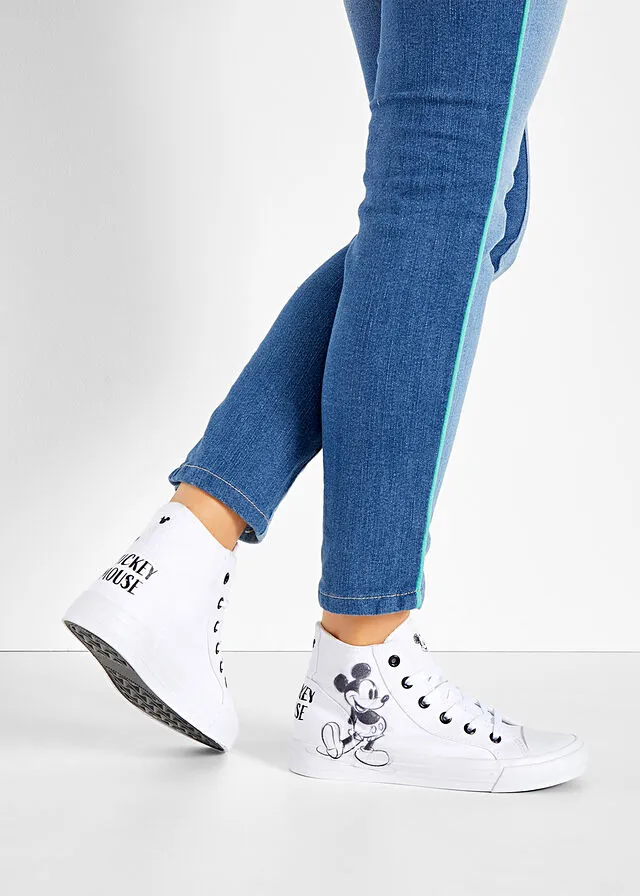 ZAPATILLAS DE CAñA ALTA DE DISNEY MICKEY MOUSE BLANCONEGRO